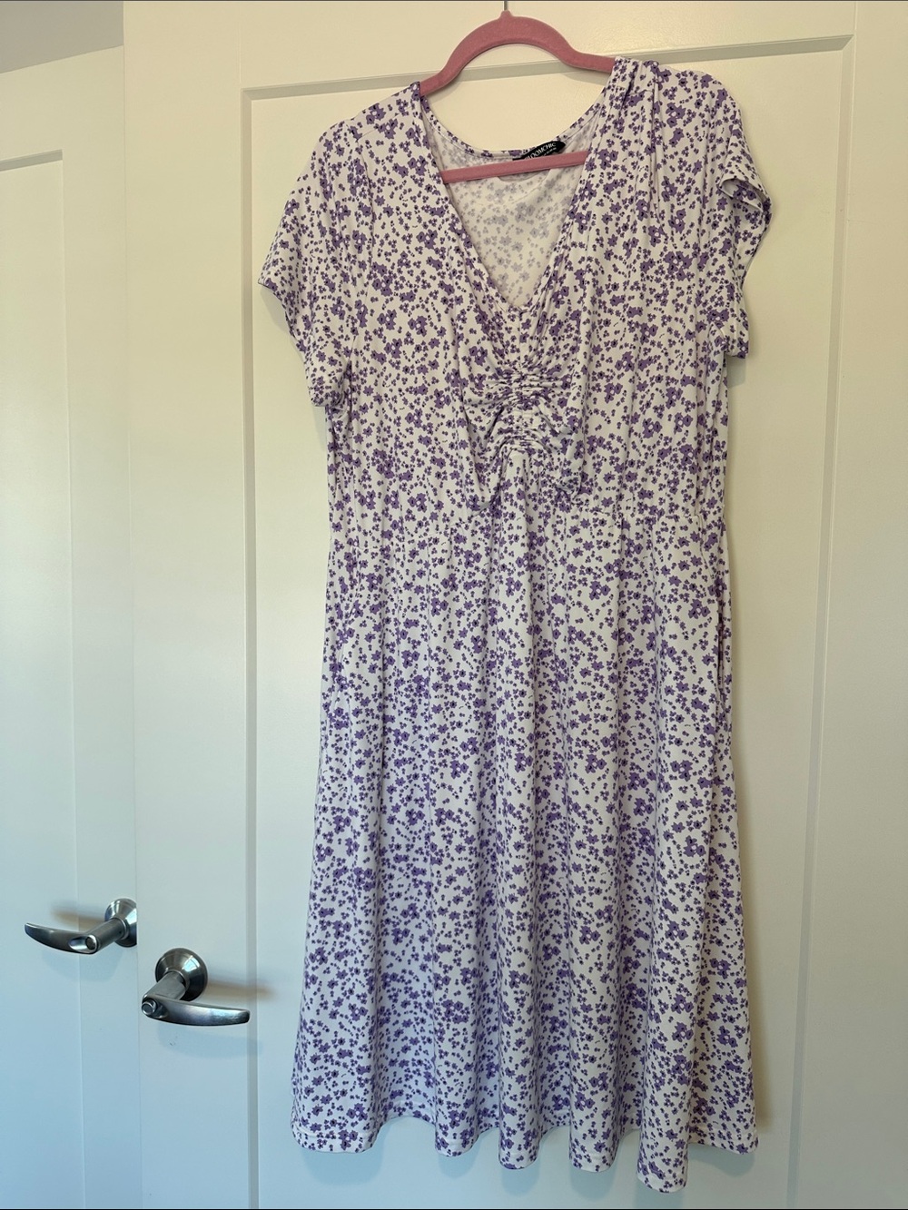 BloomChic White Dress with Purple Floral Print